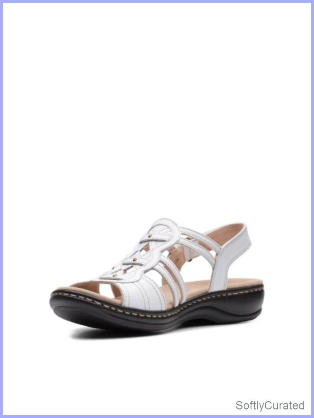 Leisa Janna Leather Slingback Sandals Ortholite Cushion Wedge